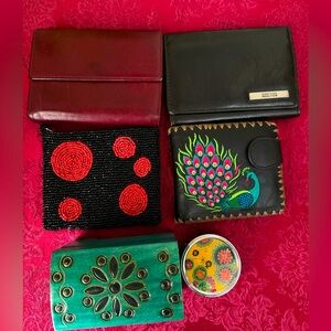 Lot of adorable wallets, jewelry box, travel pill box